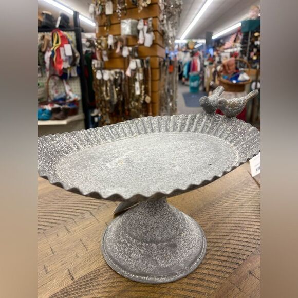 Pedestal Silver Bird Bath - Serving Tray - Picture 2 of 3